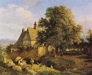 Adrian Ludwig Richter Church at Graupen in Bohemia oil on canvas